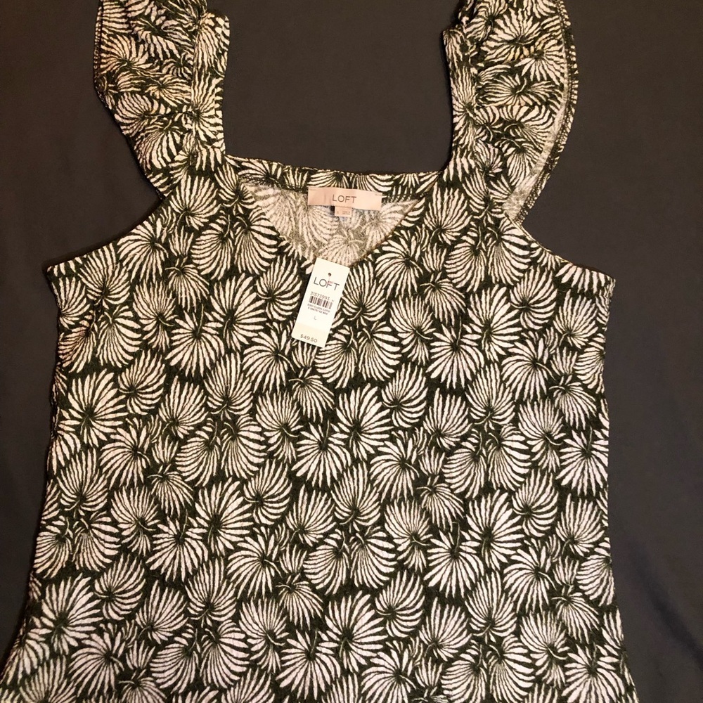 LOFT Black and White Flower Blouse